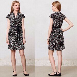 Anthropologie Maeve Black White Red Odilia Floral Sunglasses Short Sleeve Dress